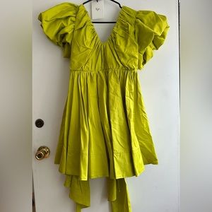 NWT Aje Greta Bow Back Mini Dress Chartreuse Green